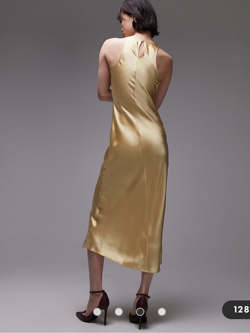 & Other Stories Sleeveless Satin Midi Dress in Soft Yellow - Picture 3 of 5